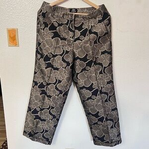 LUCCA X Wildfang Slim Crop Pant Tapered floral Trouser navy blue  Small